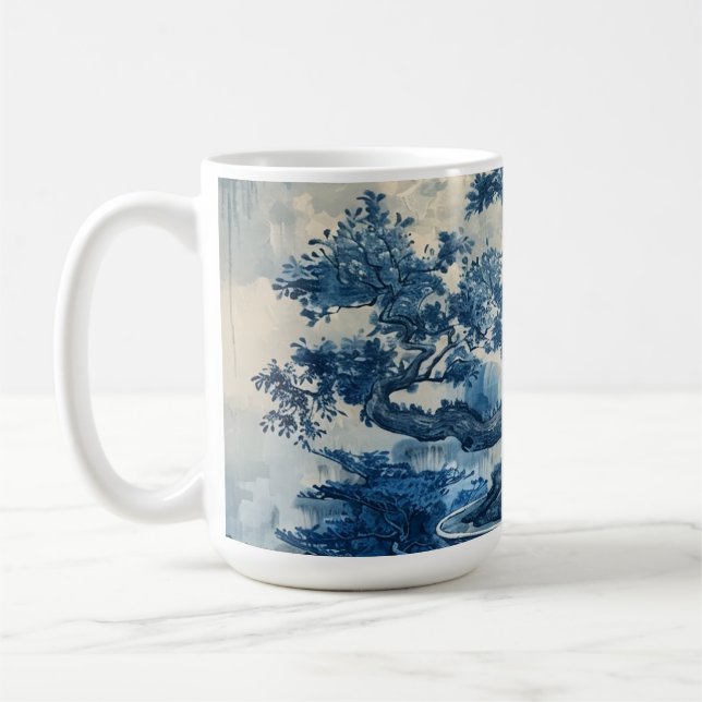 Chinoiserie Blue and White Porcelain Design Kaffemugg (Vänster)