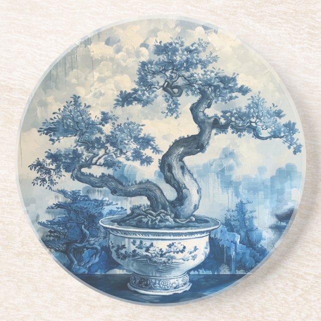 Chinoiserie Blue and White Porcelain Design Underlägg (Framsidan)