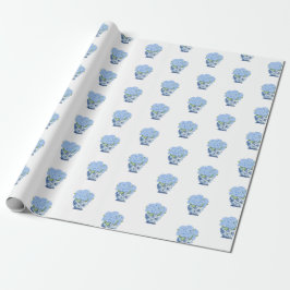 Chinoiserie Blue and White Vase Hydrangea Wrapping Presentpapper