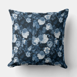 Chinoiserie blue antique Redouté ro mönster Kudde