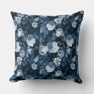 Chinoiserie blue antique Redouté ro mönster Kudde