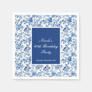 Chinoiserie Blue Birds and Flowers Birthday Pappersservett