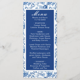 Chinoiserie Blue Birds and Flowers Bröllop Meny