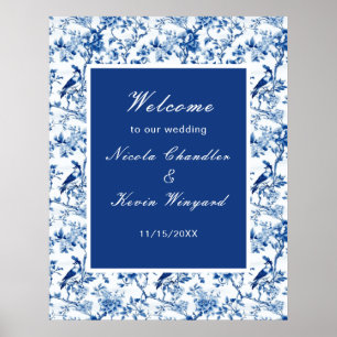Chinoiserie Blue Birds and Flowers Bröllop Poster