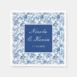 Chinoiserie Blue Birds and Flowers Wedding Pappersservett