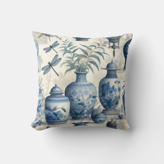 Chinoiserie Blue Burk Kudde (Framsida)