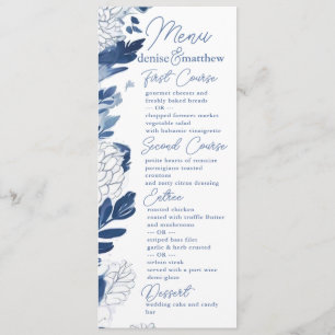 Chinoiserie Blue Elegant Pagoda och Blommigt Toile Meny