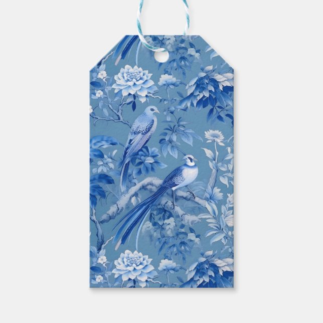 Chinoiserie Blue Gift-Märkre Presentetikett (Framsidan)