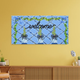 Chinoiserie Blue Ginger Burk Topiary Canvastryck