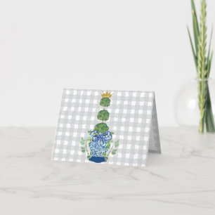 Chinoiserie Blue Ginger Burk topiary Tack Kort