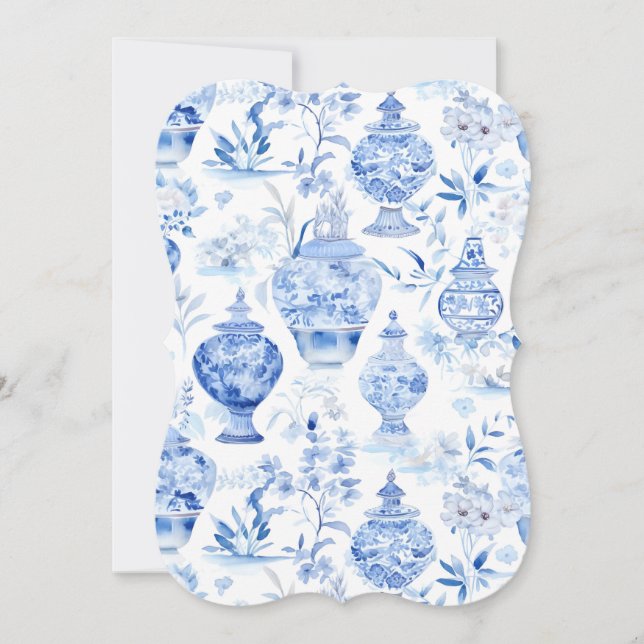 Chinoiserie Blue-inbjudan Inbjudningar (Framsida)