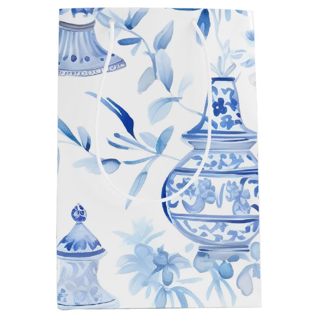 Chinoiserie Blue Medium Gift Bag (Framsidan)