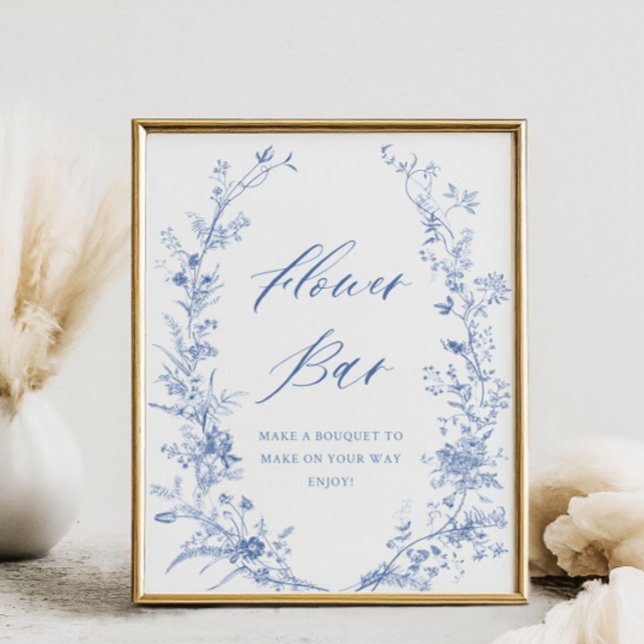 Chinoiserie Blue Möhippa Flower Pub Poster (Skapare uppladdad)