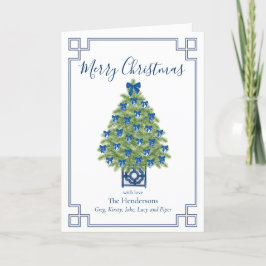 Chinoiserie Blue och White Julgran Helgkort
