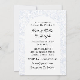 Chinoiserie Blue Peony Wedding Invitation Inbjudningar