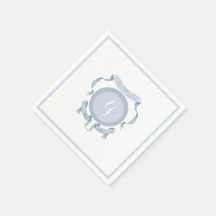 Chinoiserie Blue Rosett band Logotyp Vapensköld Pappersservett