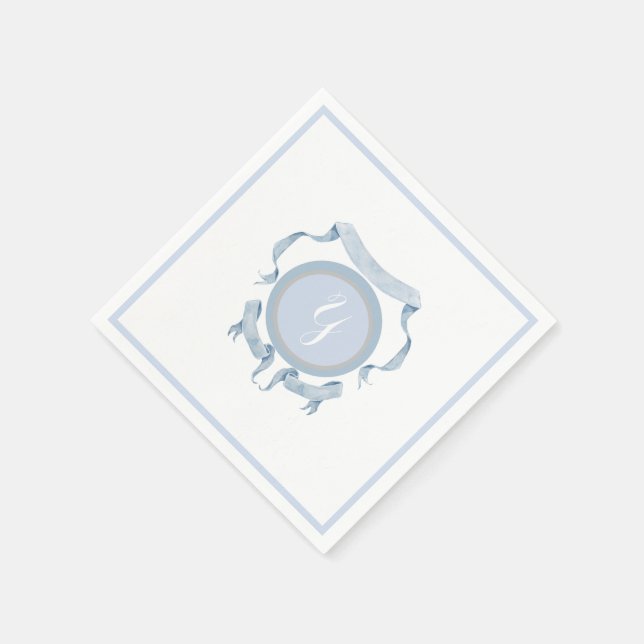 Chinoiserie Blue Rosett band Logotyp Vapensköld Pappersservett (Hörn)