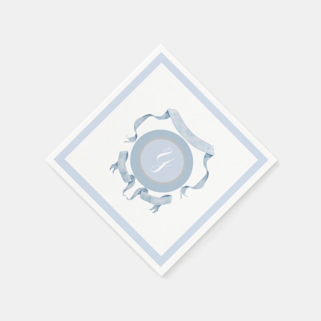 Chinoiserie Blue Rosett band Vapensköld Shield Pappersservett (Hörn)