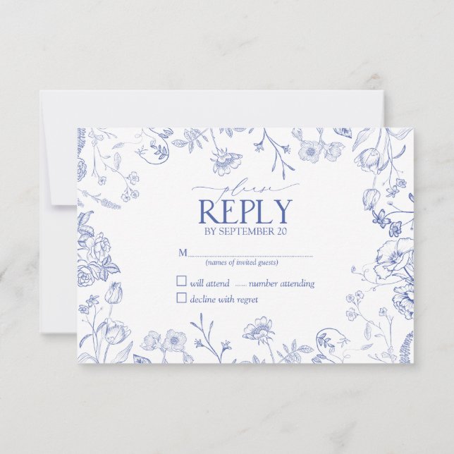 Chinoiserie Blue Victorian Blommigt No Menu OSA (Baksida)