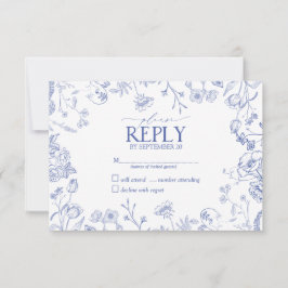 Chinoiserie Blue Victorian Blommigt No Menu OSA Kort