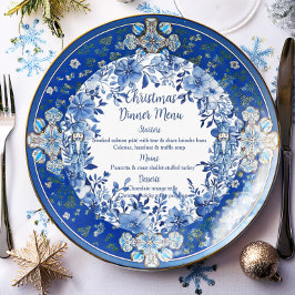 Chinoiserie Blue White Blommigt Nutcracker Soldier Meny