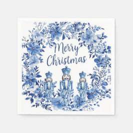 Chinoiserie Blue White Blommigt Nutcracker Soldier Pappersservett