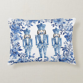 Chinoiserie Blue White Blommigt Nutcracker Soldier Prydnadskudde
