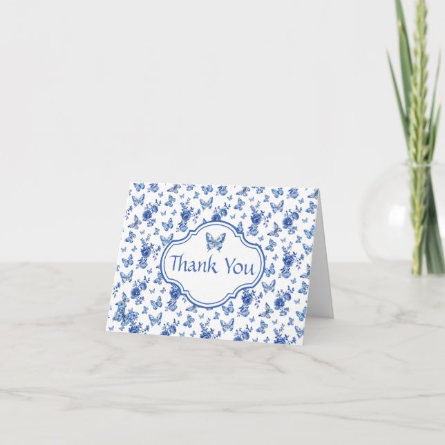 Chinoiserie Blue White Butterfly Personlig Helgkort (Framsida)