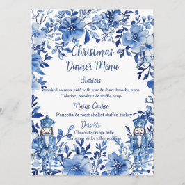 Chinoiserie Blue White Floral Nutcracker Soldiers Meny