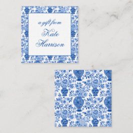 Chinoiserie Blue & White Ginger Burk Blommigt Gift Anteckningskort