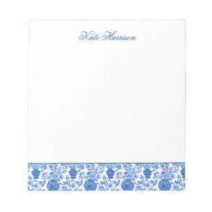 Chinoiserie Blue & White Ginger Burk Blommigt Vas Anteckningsblock
