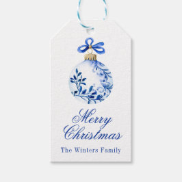 Chinoiserie Blue & White jul Ornament Presentetikett
