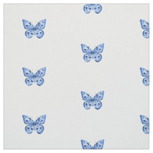Chinoiserie Blue White Little Butterfly Tyg