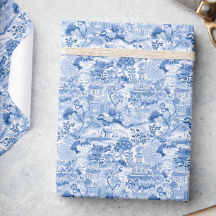 Chinoiserie Blue & White Pagodas Presentpapper
