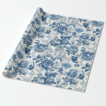 Chinoiserie Blue White Peonies Blommigt Decoupage