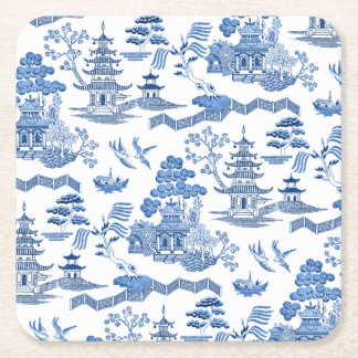Chinoiserie Blue Willow pattern  Underlägg Papper Kvadrat