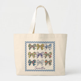 Chinoiserie Bows Checkerboard Mönster Jumbo Tygkasse