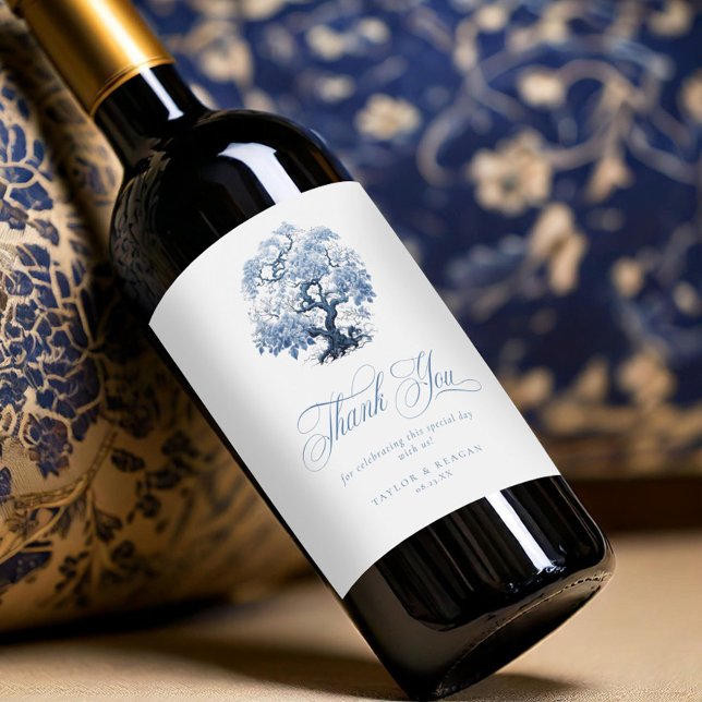Chinoiserie Bröllop Träd Motif Tack ID1094 Vinflaska Etikett (Skapare uppladdad)