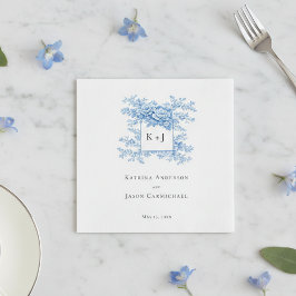 Chinoiserie Bröllopsblomma Monogram Elegant Pappersservett