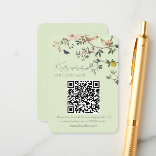 Chinoiserie Bröllopswebbplats RSVP QR-kod Tilläggskort