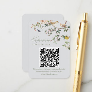 Chinoiserie Bröllopswebbplats RSVP QR-kod Tilläggskort
