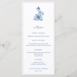 Chinoiserie Bunny Blue and White Baby Shower Party Meny