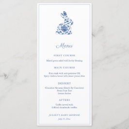 Chinoiserie Bunny Blue and White Baby Shower Party Meny