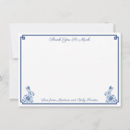 Chinoiserie Bunny Blue and White Boy Shower Tack Kort