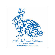 Chinoiserie Bunny Rabbit Adress Self Inking Frimär