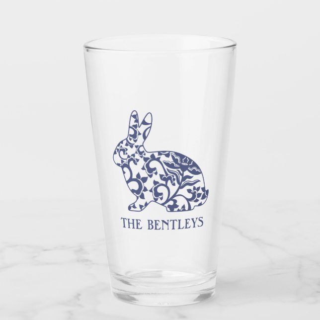 Chinoiserie Bunny Rabbit Glass Tumbler Glaskopp (Framsida)