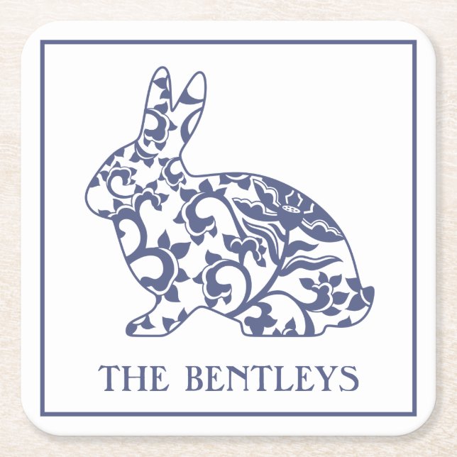 Chinoiserie Bunny Rabbit Papper Underlägg (Framsidan)