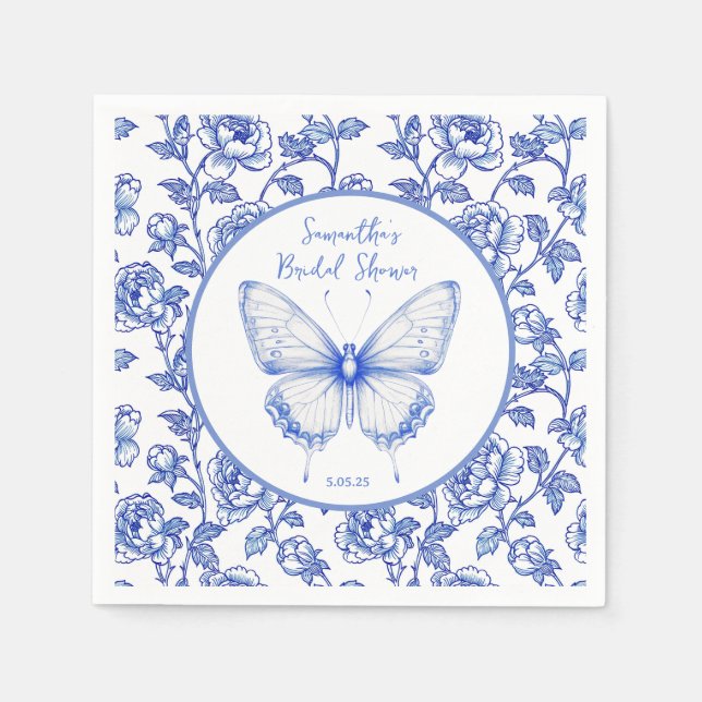 Chinoiserie Butterfly Möhippa Pappersservett (Framsidan)