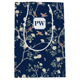 Chinoiserie Camellia Garden Navy Blue