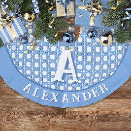 Chinoiserie Cane Trellis in Blue Personalized Julgransmatta Fusklinne